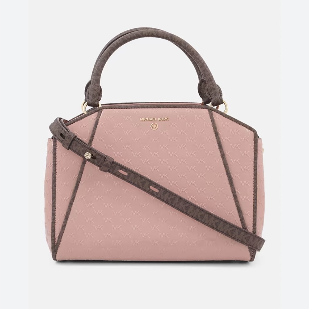 NWOT- pink- Women Embossed Logo Satchel Bag